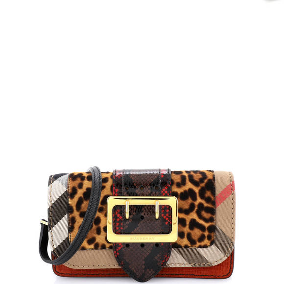 Burberry Small Patchwork Buckle Flap Bag Snakeskin with Leather and Pony Hair - Picture 1 of 6